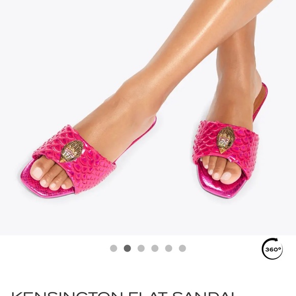 Kurt Geiger Fuchsia Slide Sandals with Gold Accent - Picture 2 of 10